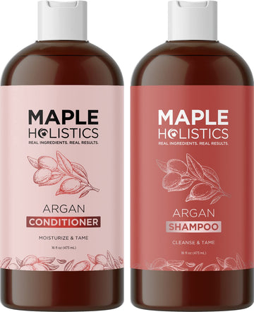 Argan Oil Shampoo and Conditioner for Dry Hair - Paraben and Sulfate Free Shampoo and Conditioner Set for Dry Hair Frizz Curl Care and Split Ends - Moisturizing Argan Shampoo and Conditioner Set