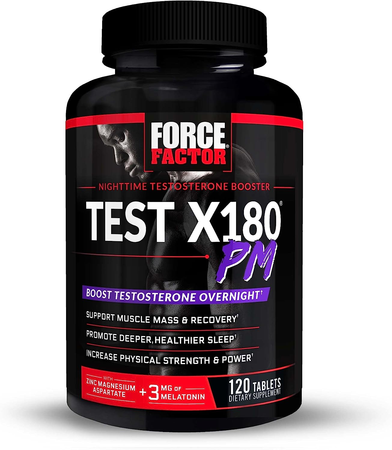 Force Factor Test X180 PM Testosterone Booster for Men, Overnight Testosterone Supplement to Build Muscle, Increase Stre