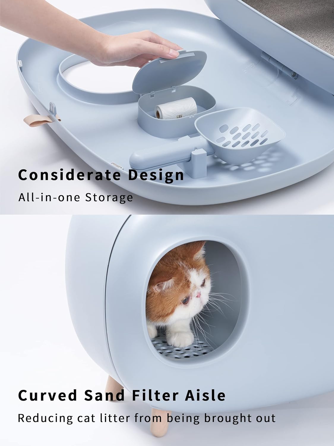  MS!MAKE SURE Cat Litter Box with Lid, Scoop (with Litter Ma