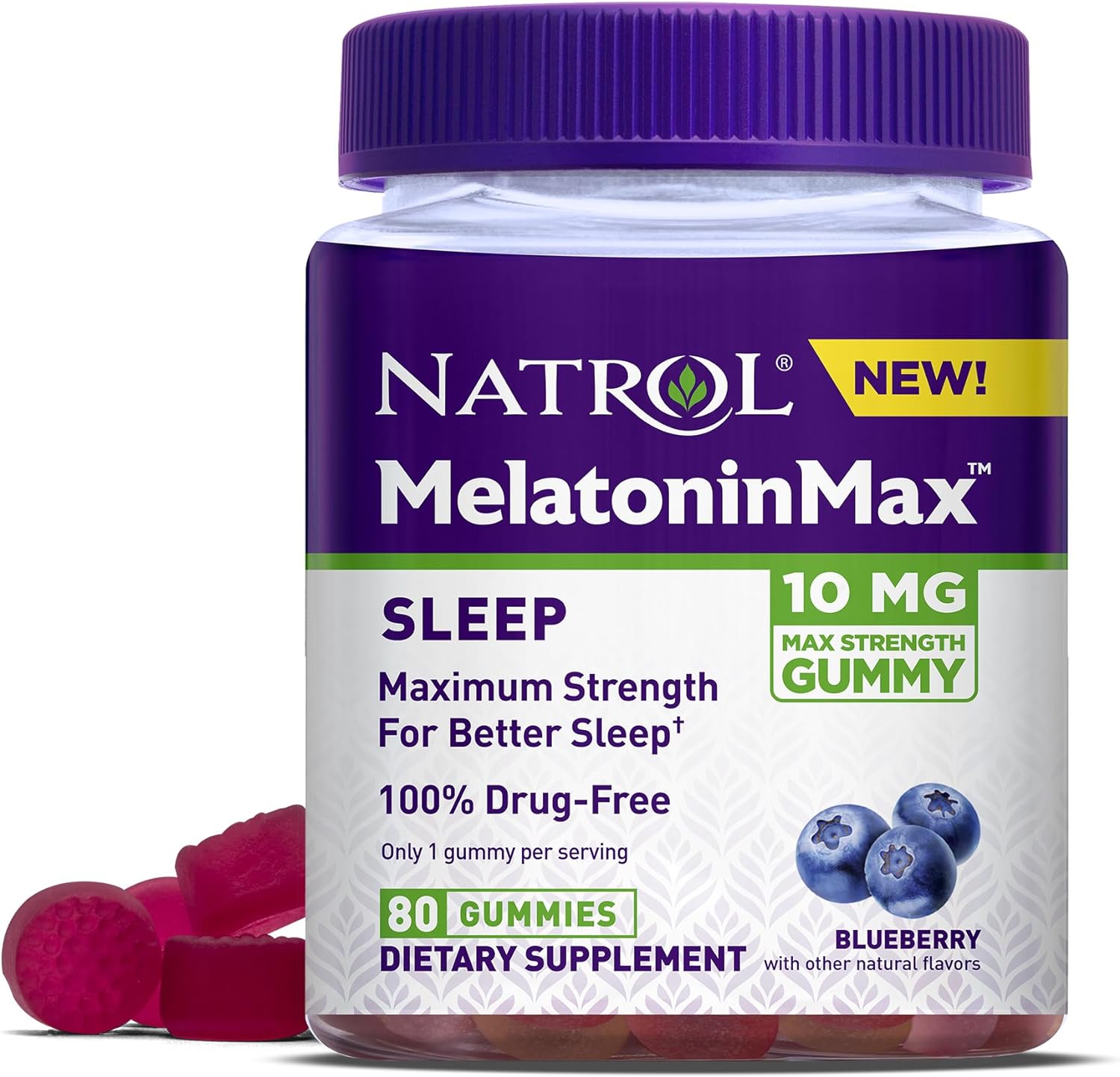 Natrol Melatonin Max Sleep Aid Gummy, 10Mg Per Gummy, Maximum Strength