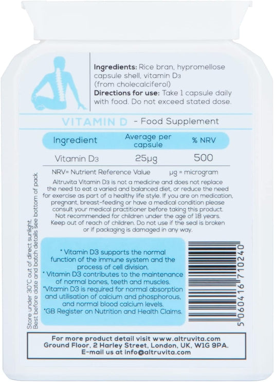 Altruvita Vitamin D3 from cholecalciferol | 25æg | 1000IU | 60 Days Su59 Grams