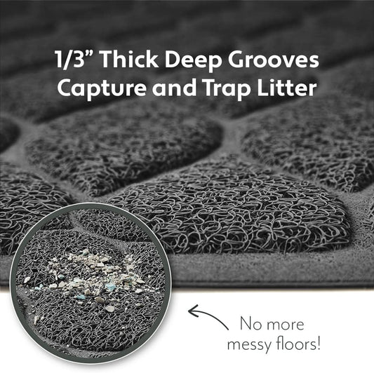 Mighty Monkey Waterproof Bpa Free Cat Litter Box Trapping Mat, Easy Clean Floors, Textured Baking, Soft On Sensitive Kit