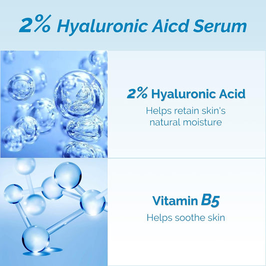 ZealSea Hyaluronic Acid Serum for Face with Vitamin B5, Travel Facial Moisturizing Serum, Hydrating Serum for Fine Lines and Wrinkles All Skin Types, 1 .