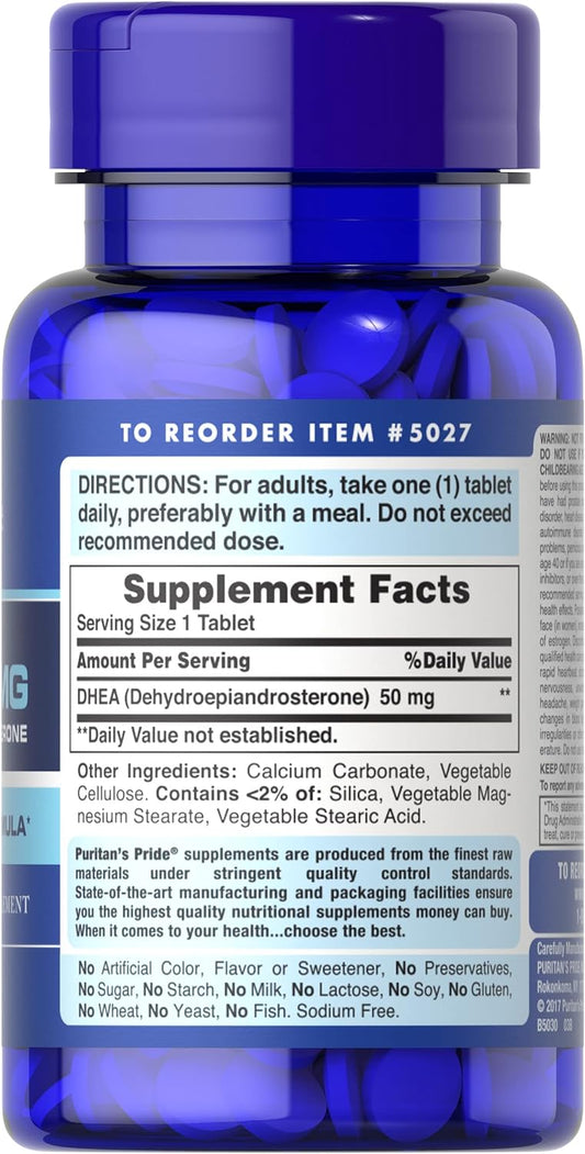 Puritan'S Pride Dhea 50Mg, May Promote Sugar Metabolism, 100 Count