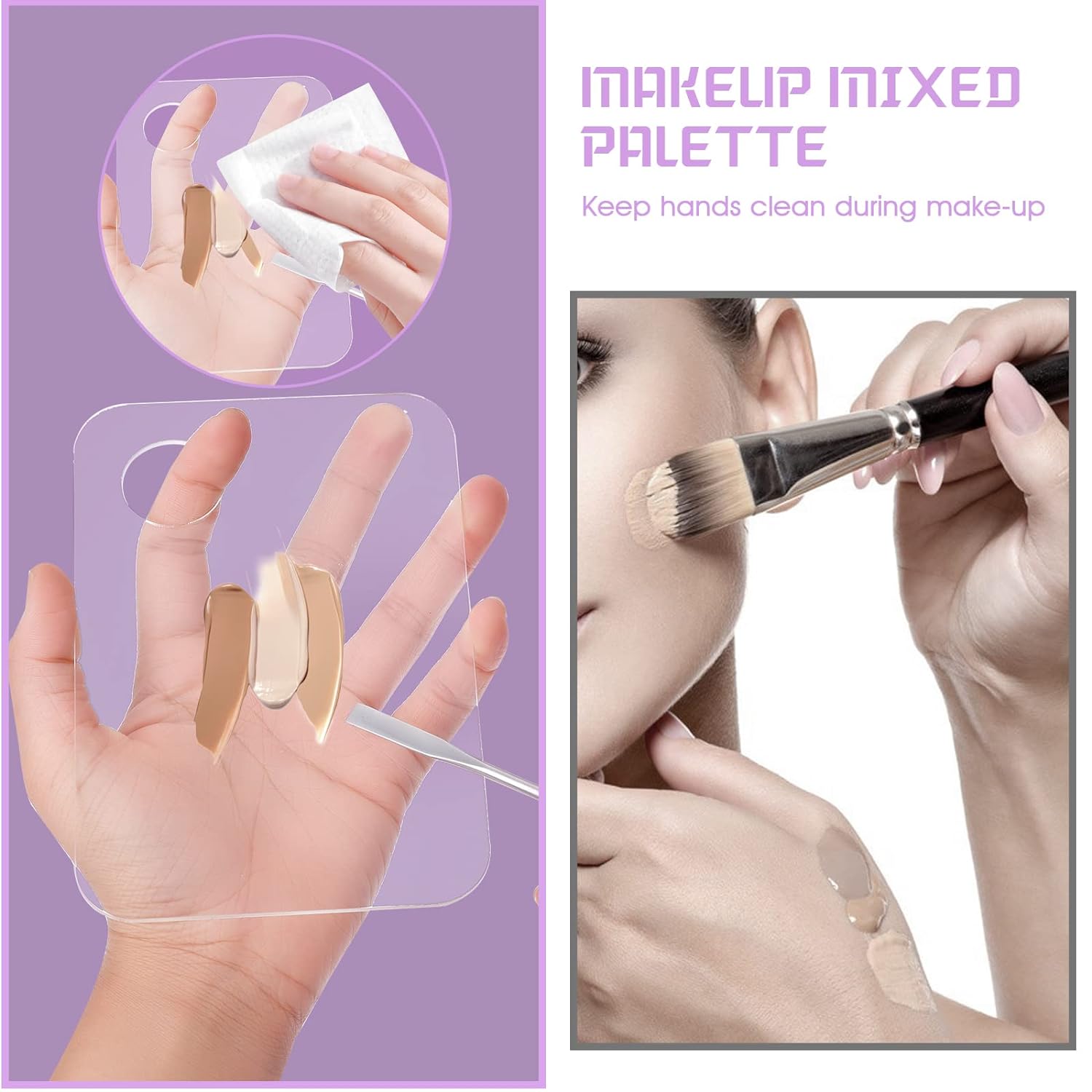 Lusofie 2Pcs Acrylic Make Up Foundation Mixing Palette with 