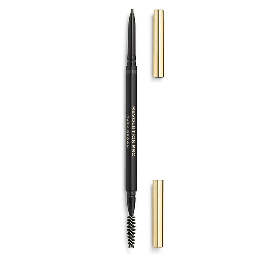 Revolution Pro Define & Fill Micro Brow Pen, Dual Ended Eyebrow Pen, Spoolie & Brow Filler In One Pen, Vegan & Cruelty-Free, Dark Brown