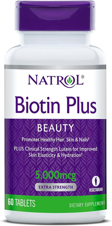 Natrol Biotin Beauty Plus Lutein Tablets, Promotes Healthy Hair, Skin