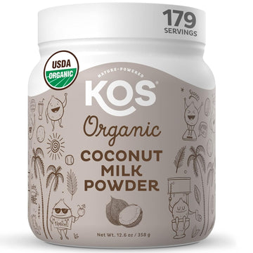 KOS Organic Coconut Milk Powder, USDA Certified - Sugar Free & Plant Based Creamer for Coffee, Tea, Smoothies - Vegan, K