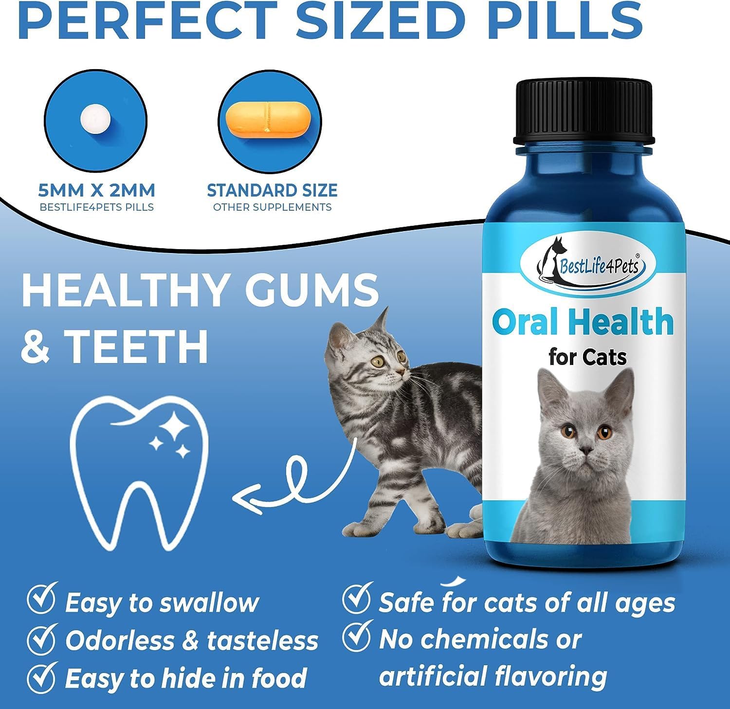 BestLife4Pets Oral Health for Cats - Cat Dental Care Supplem