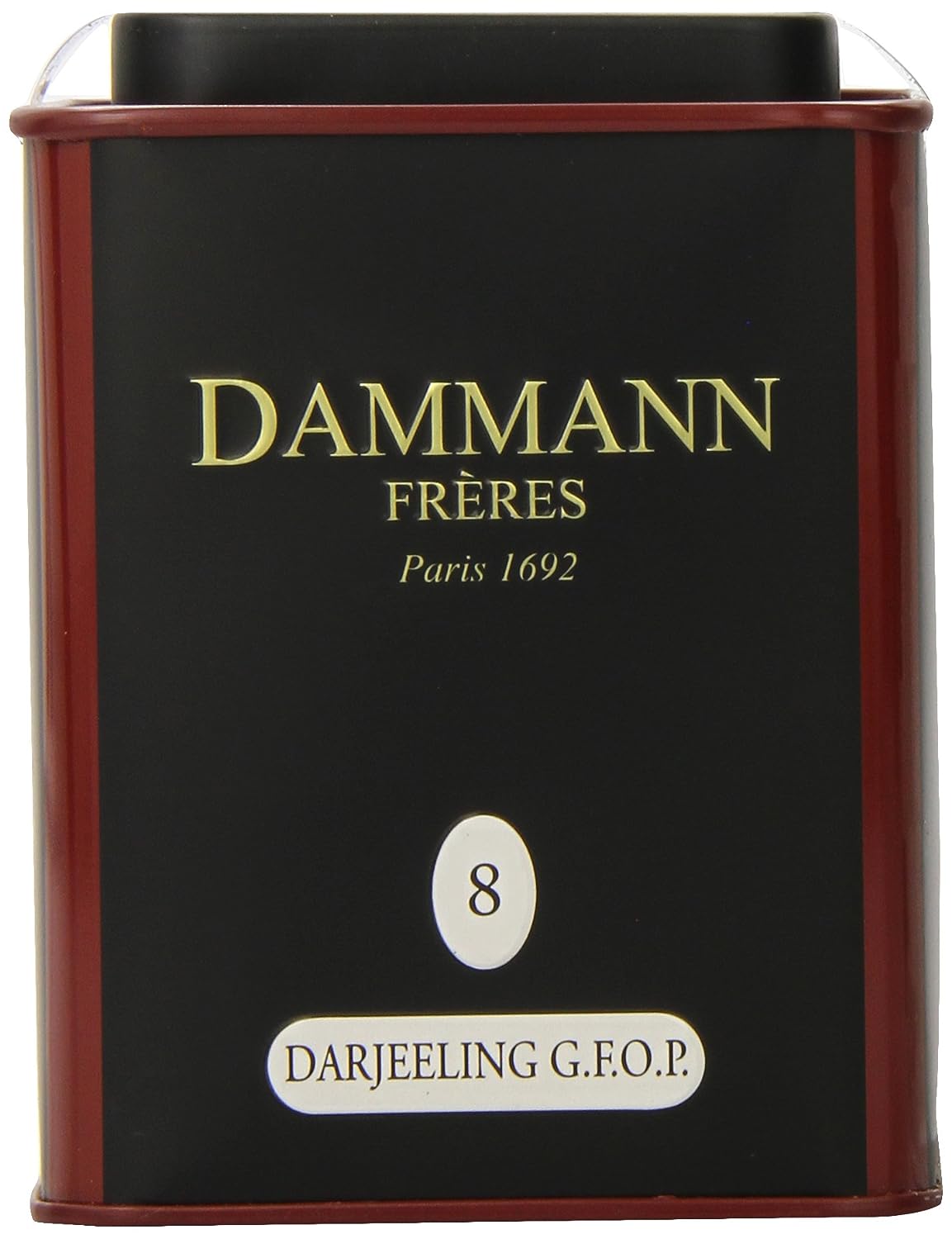 Dammann Freres Loose Leaf, India Darjeeling Premium Gourmet Black French Tea, Peach, Almond Flavors Tin