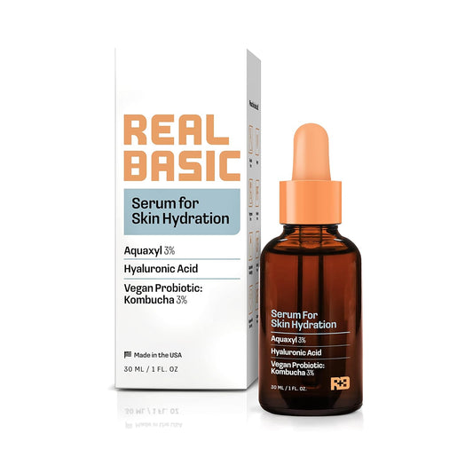 Real Basic Skin Serum for Skin Hydration with Aquaxyl, Hyaluronic Acid and Kombucha 1 . - Skin Serum Hydrating Treatment, Serum for Face Hydrating