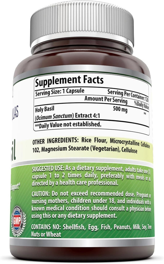 Amazing Formulas Holy Basil Dietary Supplement - 500 mg 120 Capsules P