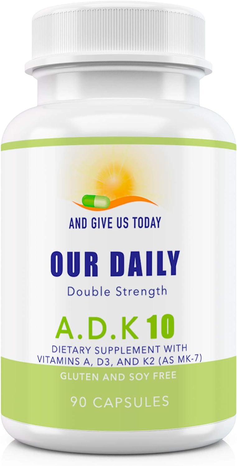 Our Daily Vites Adk 10 Double Strength (10,000 Iu) Vitamins A1, D3 & K2 (As Mk7) - Physician Formulated Bone & Immune Sy