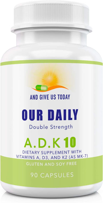 Our Daily Vites Adk 10 Double Strength (10,000 Iu) Vitamins A1, D3 & K2 (As Mk7) - Physician Formulated Bone & Immune Sy