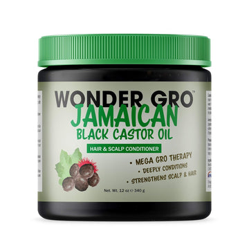 Jamaican Black Castor Oil Hair Grease Styling Conditioner, 12   - Great for Strengthening - Mega Hair Growth Therapy by Wonder Gro