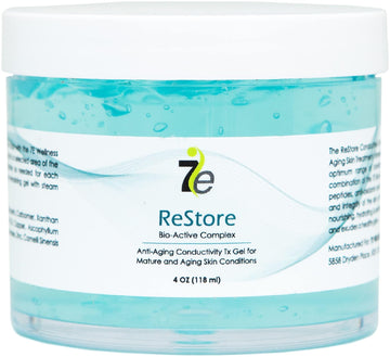 7E Wellness ReStore Conductive Gel with Bio-Active Complex - 4 - Facial Skin Care Products with Green Tea Extract, Hyaluronic Acid, and Collagen Peptides - Anti Aging and Skin Tightening