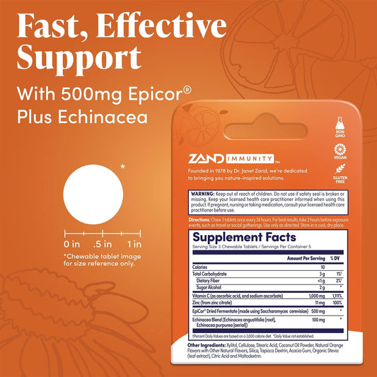 Zand Immune Fast Zesty Orange Chews | Boosts Immune Response & Cell Ac