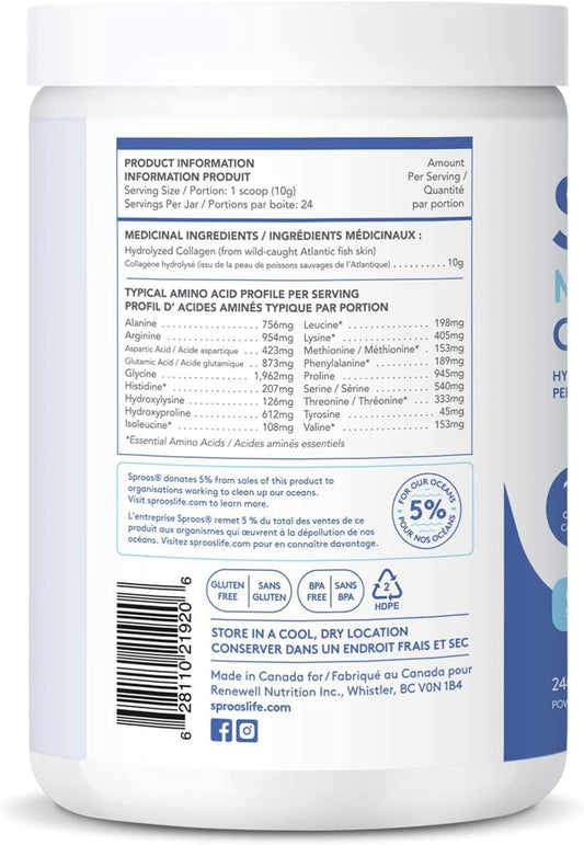 Sproos Premium Marine Collagen Peptide Powder |Wild-Caught,