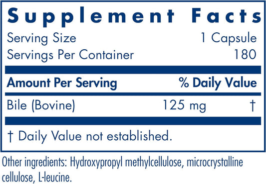 Allergy Research Group Ox Bile - 125 mg - 180 Veggie Caps