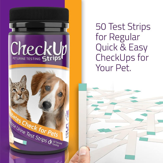 CheckUp Glucose Urine Testing Strips for Cats and Dogs - Detection of Glucose Levels x 50