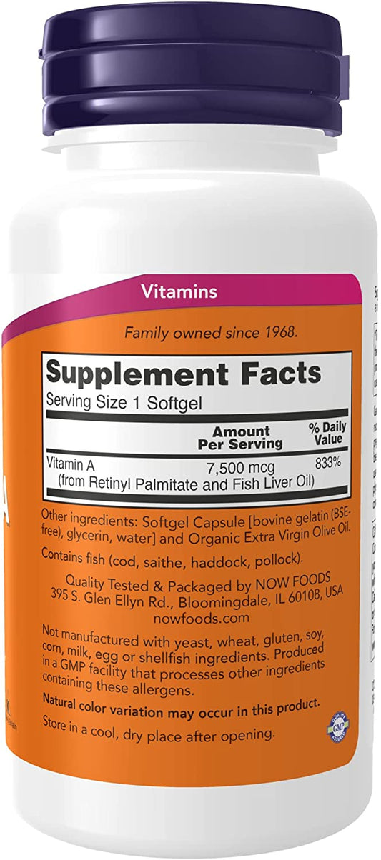 NOW Supplements, Vitamin A (Fish Liver Oil) 25,000 IU, Essential Nutrition