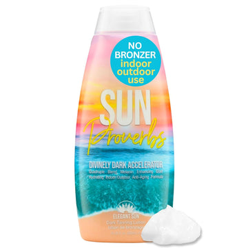 Sun Proverbs Dark Tanning Accelerator Lotion for Tanning Beds, Indoor & Outdoor Sun Tanning - Safe for Face, Body & Tattoos - Coconut Milk, Anti-Aging Extracts, No Bronzer - Bronzer-Free Elegant Sun