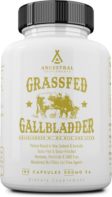 Ancestral Supplements Grass Fed Beef Gallbladder Supplements with Ox B2.4 Ounces