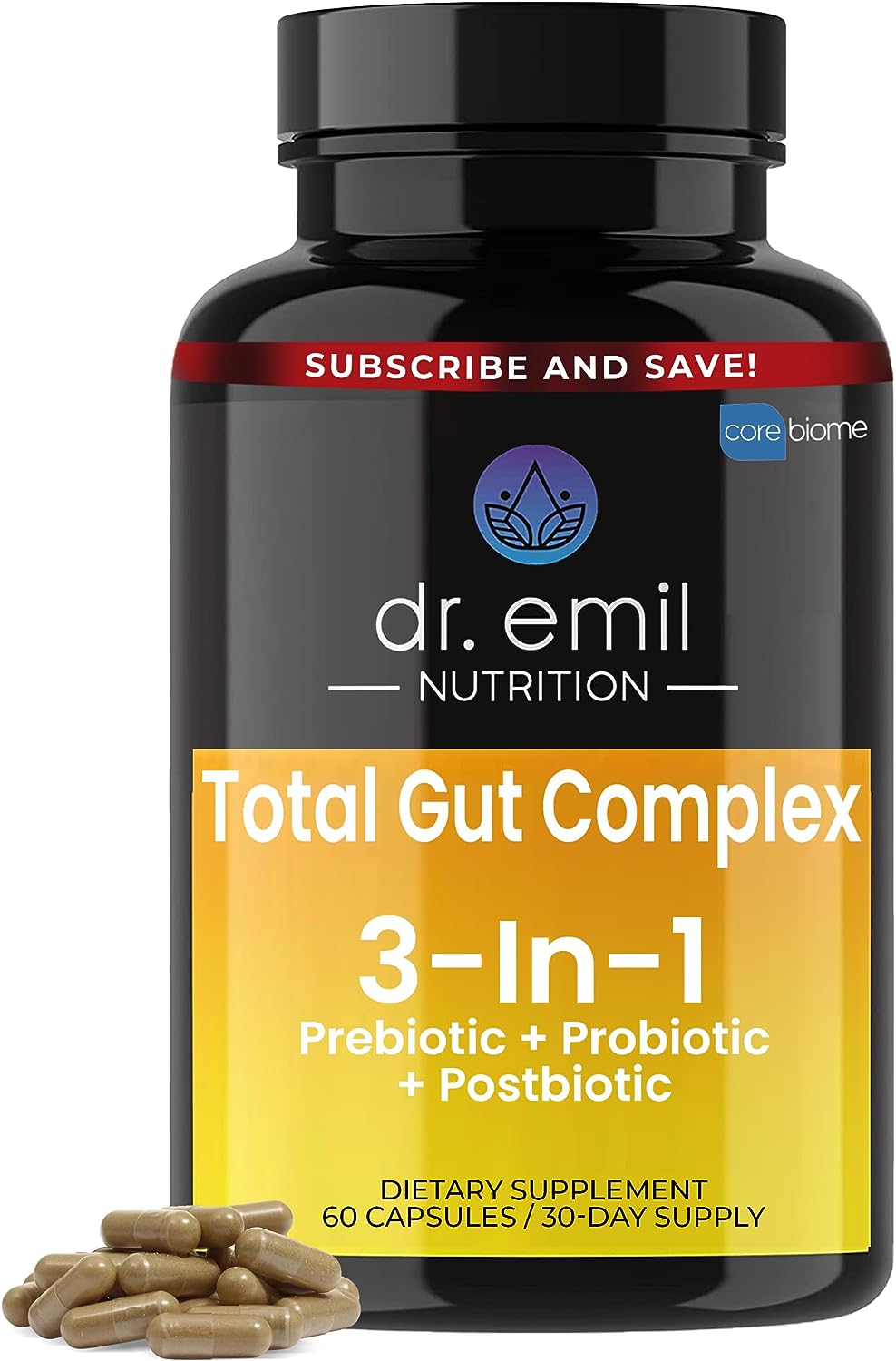 Dr Emil Nutrition Total Gut Health Complex - Prebiotic + Probiotic + P2.89 Ounces