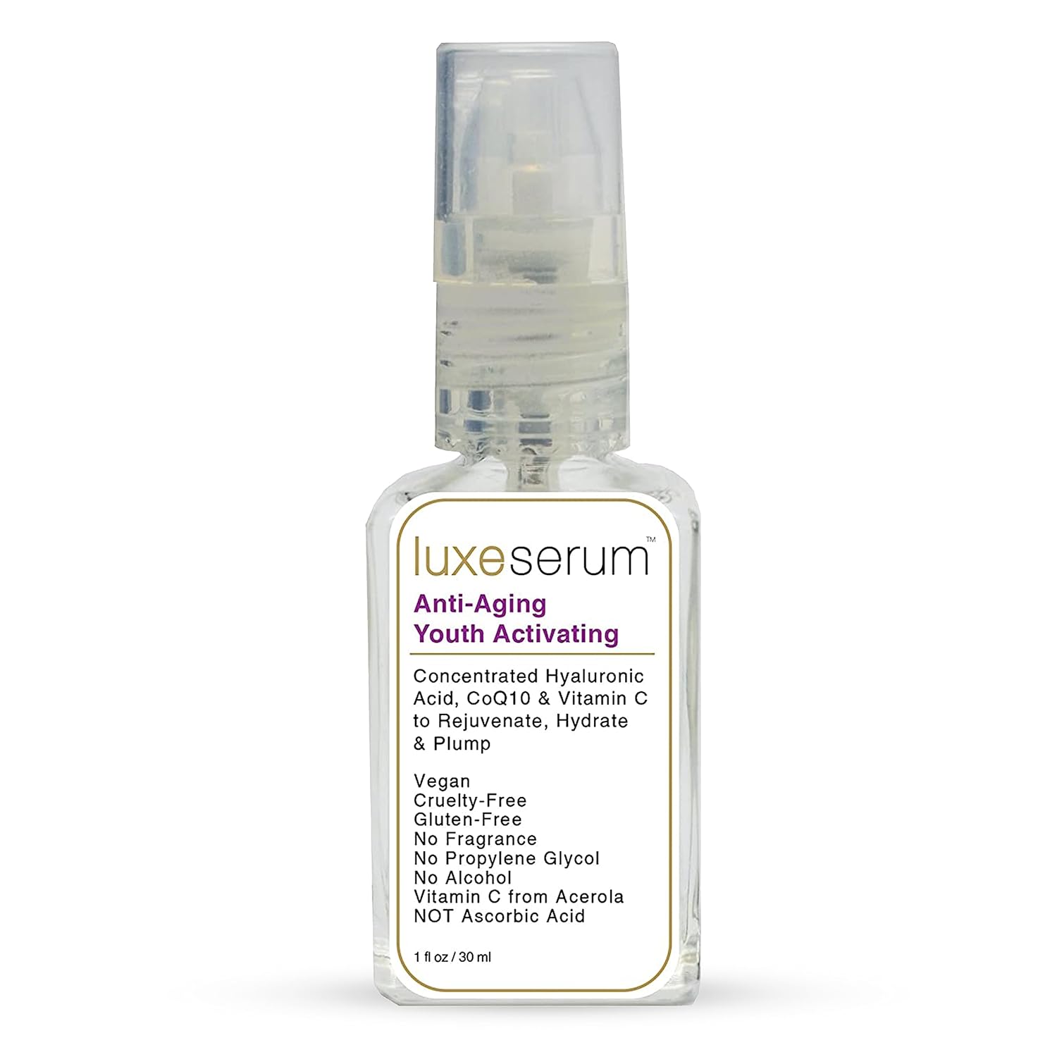 Luxe Beauty Dermatologist-Tested Anti Aging Youth Activating Serum - Face Serum with Vitamin C, Hyaluronic Acid, Peptides - Helps Reduce Fine Lines & Wrinkles and Support Collagen Production