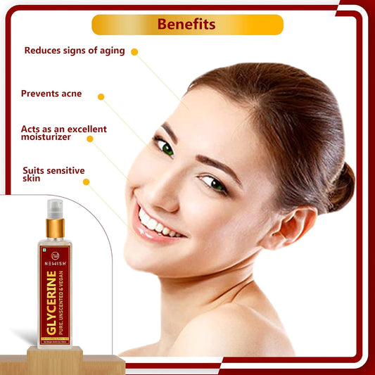 Newish Glycerin/Glycerine for Face and Skin Care, Softening and Moisturizing, 250ml / 8.45