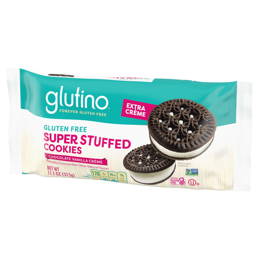 Glutino Gluten-Free Super Stuffed Chocolate Vanilla Creme Cookies, 18 Ct