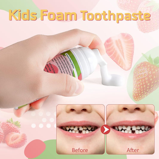 Foam Toothpaste Kids, Kids Foam Toothpaste with Low uoride, Toddler Toothpaste and Mouthwash for Dental Care for U-Shape Electric Toothbrush for Children for 3 and Up