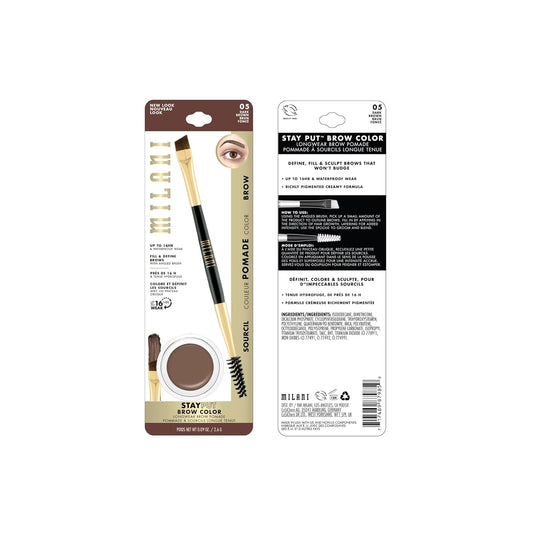 Milani Stay Put Brow Color - Dark Brown (0.09 ) Vegan, Cruelty-Free Eyebrow Color that Fills and Shapes Brows…