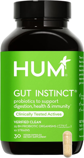 HUM Gut Instinct - Daily Probiotics for Digestive Health for Women and1.28 Ounces