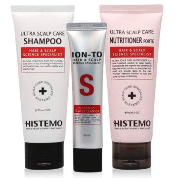 Scalp Care & Hair Loss Prevention Kit w Scalp Detox Cleanser, Shampoo, Conditioner | Oily, Itchy Scalp, Dry Flakes | Promote Hair Growth w Biotin | Prevent Hair Loss | Men & Women | Histemo