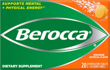 Berocca Orange Effervescent Tablets, Caffeine Free, 20 Count20 Count (