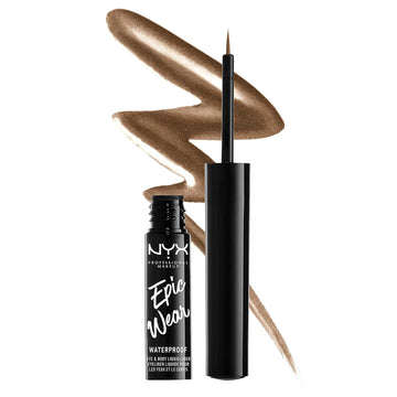 NYX PROFESSIONAL MAKEUP Epic Wear Metallic Liquid Liner, Long-Lasting Waterproof Eyeliner - Brown Metal