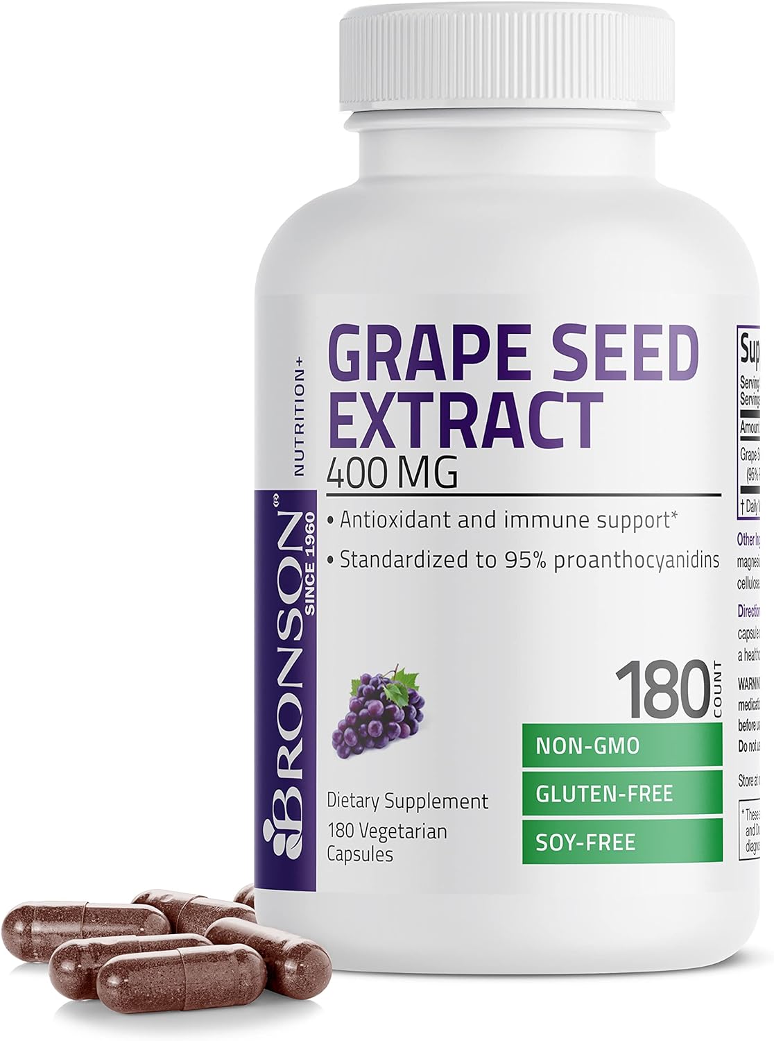 Bronson Grape Seed Extract 400 mg - Antioxidant & Immune Support - Sta
