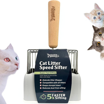 Cat Litter Speed Sifter With Base, Premium Kitty Clump Scoop, Litter Box Cleaner, Quick Kitty Litter Sifter, Comfortable