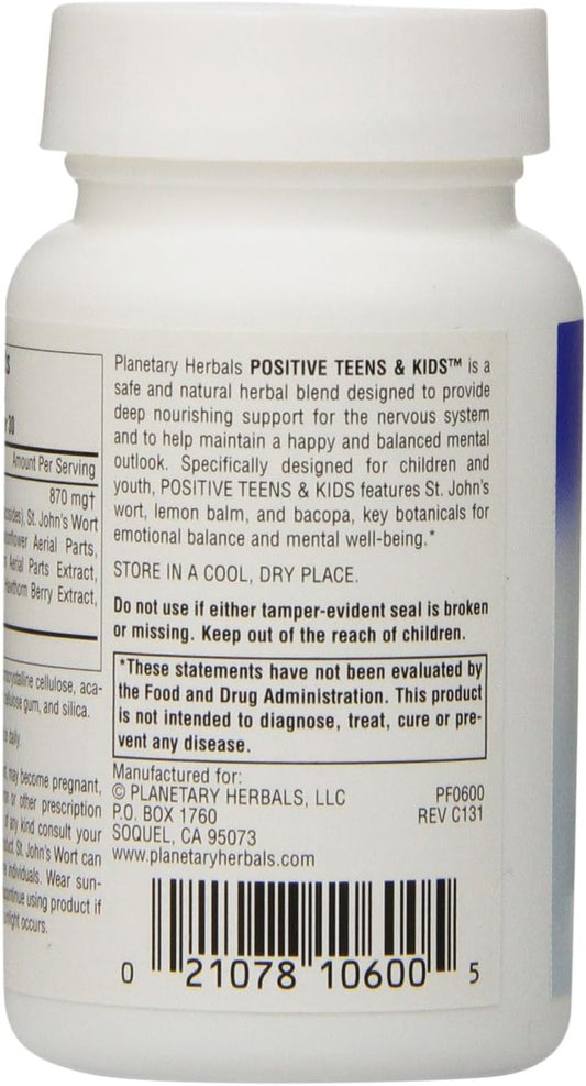 Planetary Herbals Positive Teens and Kids Tablets, 60 Count