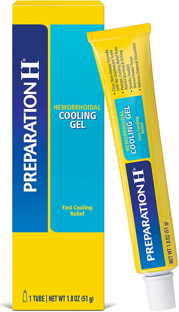 Preparation H Hemorrhoid Symptom Treatment Fast Discomfort Relief with Vitamin E and Aloe Tube, Yellow, Cooling Gel