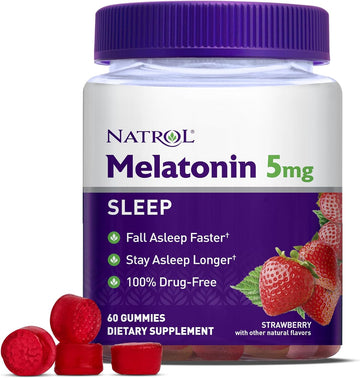 Natrol Melatonin 5Mg, Dietary Supplement For Restful Sleep, 60 Strawbe