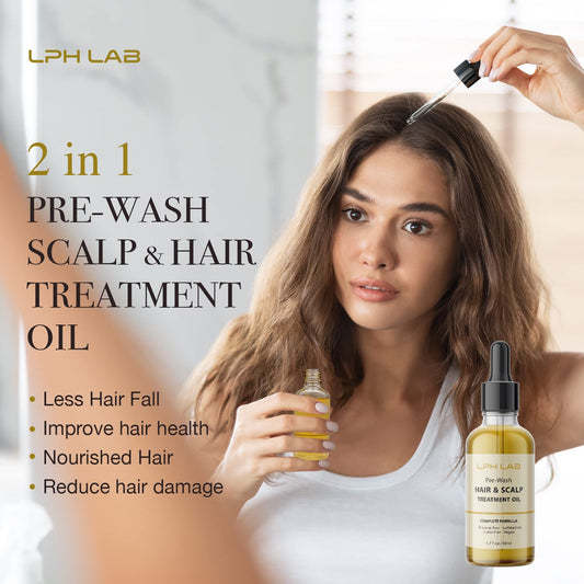 LPH LAB Pre Wash Hair Oil, Dry Scalp Oil, Scalp Treatment for Dry Itchy Scalp, Pre Shampoo Treatment for Hair, Nourish &