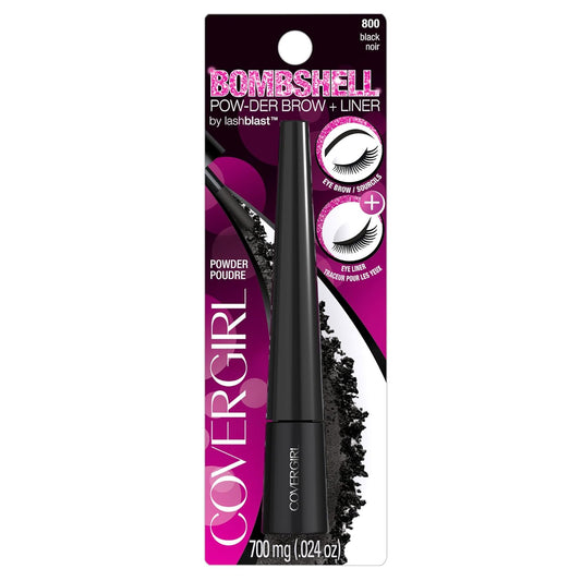COVERGIRL Bombshell POW-der Brow & Liner Eyebrow Powder Black 800, .24  (packaging may vary)