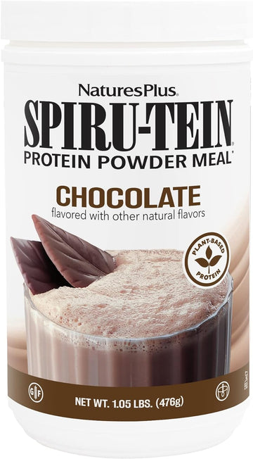 NaturesPlus SPIRU-TEIN, Chocolate - 1.05 lb - Plant-Based Pr