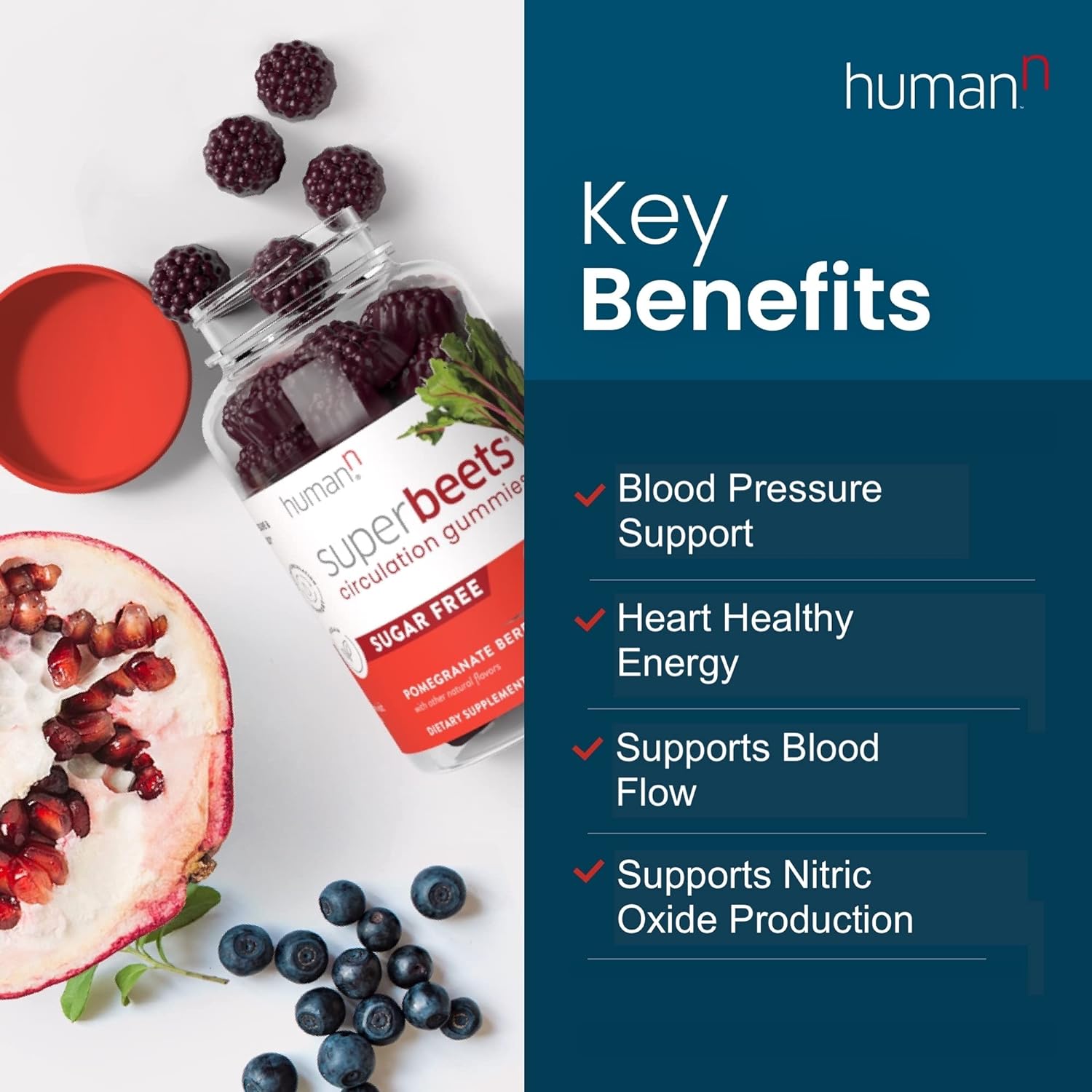 humanN SuperBeets Circulation Gummies - Heart-Healthy Energy, Grape Se
