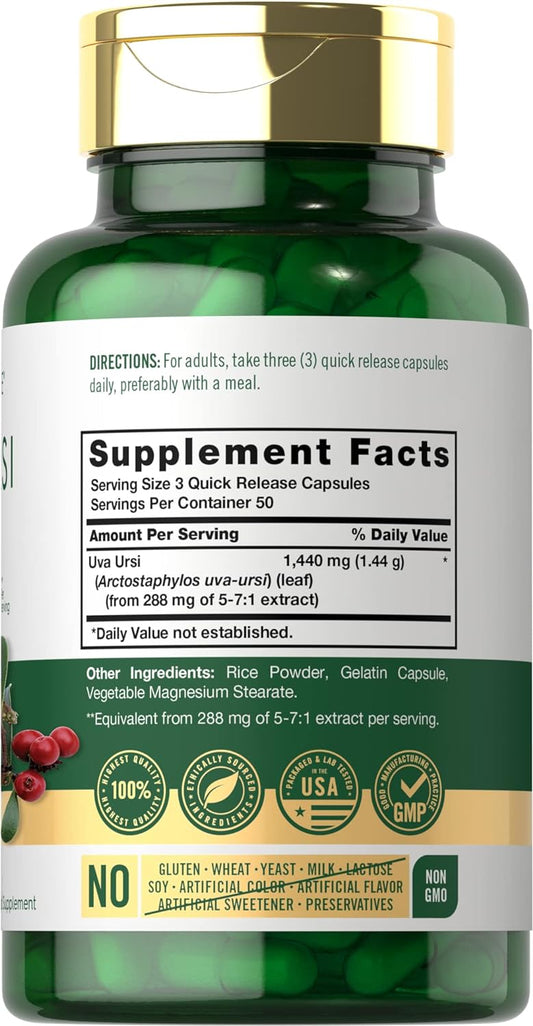 Carlyle Uva Ursi Capsules | 1400mg | 150 Count | Herbal Leaf Extract | Non-GMO | Gluten Free Supplement