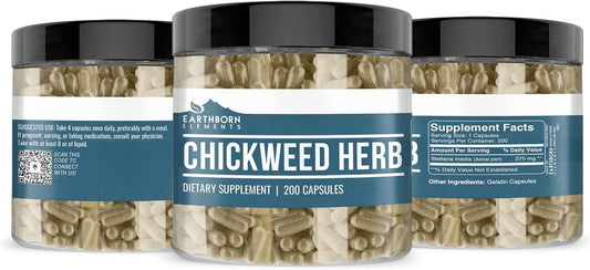 Earthborn Elements Chickweed Herb (200 Capsules) Pure, No Fillers or A