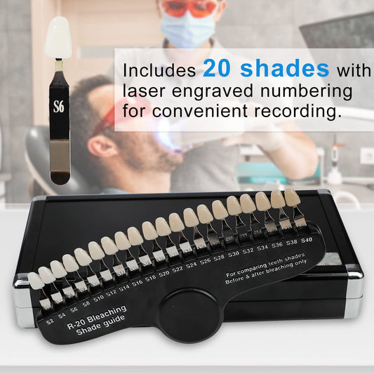 EZGO Professional 3D R-20 Dental Teeth Whitening Shade Guide for Dentist Tracking Teeth Whitening Course, 20 Colors Tooth Shade Guide