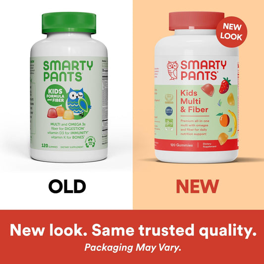 SmartyPants Kids Fiber Vitamins: Daily Kids Multivitamin Gummy for Overall Health with Vitamin A, B12, D3, E, & K & Omeg